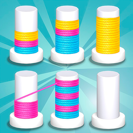 Thread Sort puzzle game sorting colorful threads on spools
