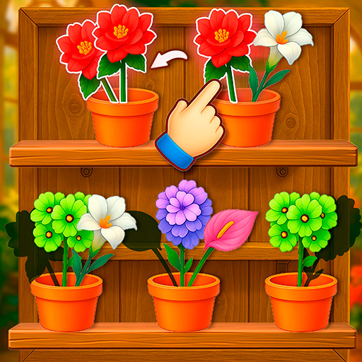 Sort Flowers puzzle game colorful flowers in pots sorting gameplay