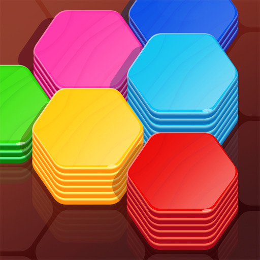 Hexa Stack puzzle game colorful hexagon tile sorting gameplay