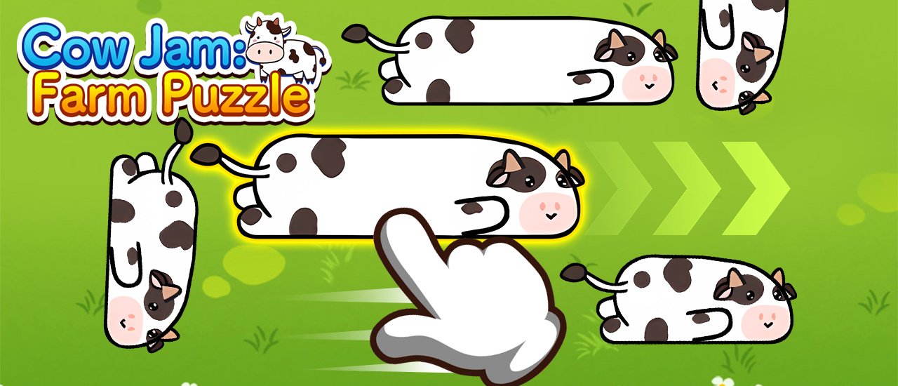 Cow Jam Farm Puzzle featuring colorful farm animals