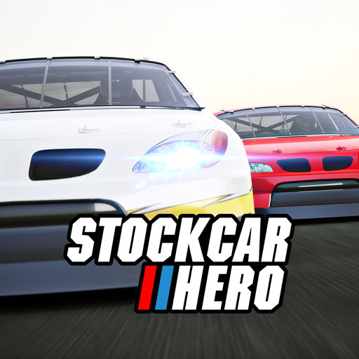 Stock Car Hero game racing through traffic on a banked track
