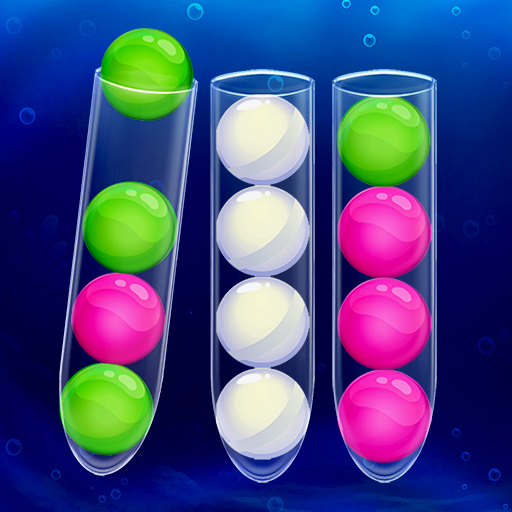 Ocean Bubble Sort game with colorful bottles and relaxing ocean theme